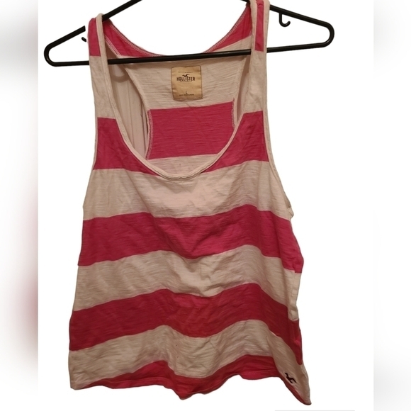 NWOT‎ Hollister Pink White Stripes  Tank Top Size Large - Picture 1 of 4